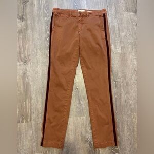 Chino by Anthropologie Pants Women's 28 Brown Maroon Velvet Stripe Relaxed